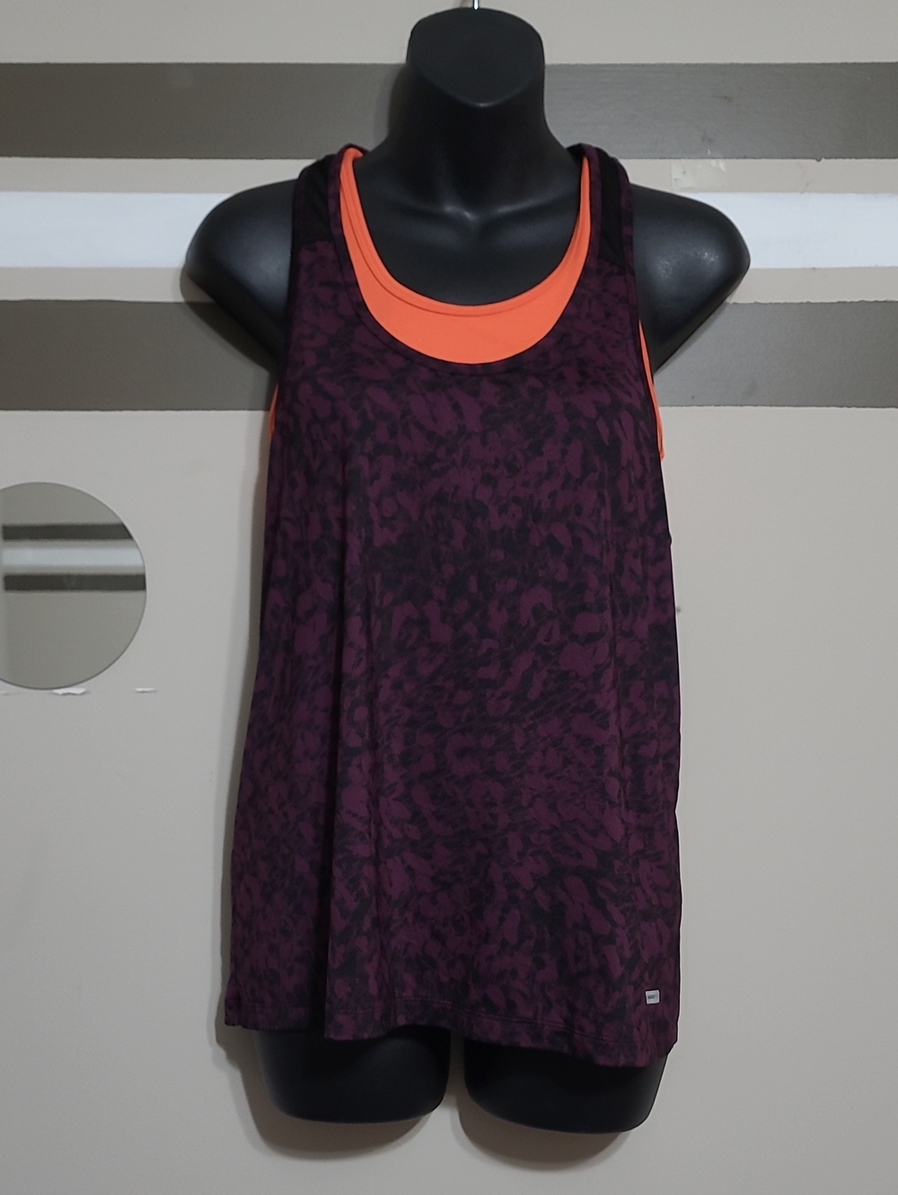 ⭐️ NWOT Athletic Works Purple/Black/Orange 2-in-1 Yoga Racerback Tank Top Sz Sm